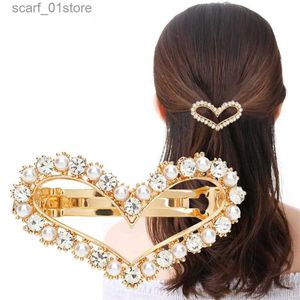 Hair Clips Barrettes New Hollow Heart crystal Hair Cl Clips Simple Non Slip Gold Geometric Spring clamp Barrettes Hair Js For Women Girls DailyL231120