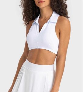 LU-380 LU LU LU POLO NECK TANK TOPS PHIDE PAADED BRA SPORTS OUTDOORベスト高強度ショックプルーフ女性シャツジム下着