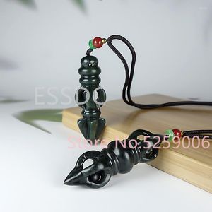 Pendant Necklaces Natural Real HeTian Green Jade Necklace Handcarved Vajry Pestle Buddhism Pendants For Men Women Jewelry