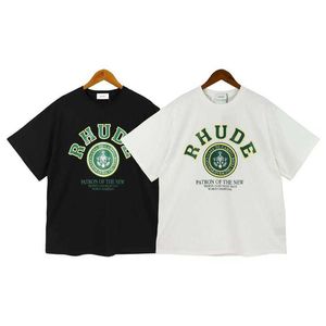 デザイナー ファッション 衣類 Tシャツ ヒップホップ Tシャツ Rhude 夏の新トレンド ブランド ルーズ デザイン センス レター プリント トップ メンズ レディース Tシャツ ストリート トップス スポーツウェア