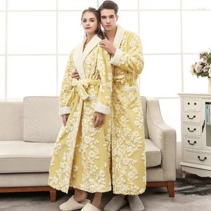 H pijamas masculinos casal terry quente pelúcia robe inverno pama homem e mulher roupão de banho fofo 3d flor quimono