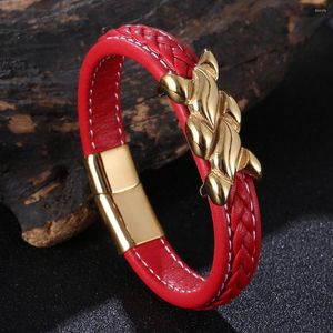 Bracelets de charme Moda de corda trançada em couro para homens clássicos de aço inoxidável Bangle Jóias de joias SP1257