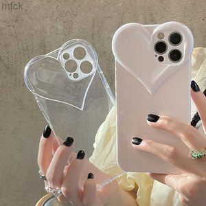 Cell Phone Cases Korean Style Cartoon Cute Heart-shaped Phone Case For iPhone 14 13 12 11 Pro Max XS XR 7 8 plus Soft Clear Lens Protection Cover