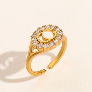 Letter Band Rings for Womens Jewelry Fashion Love Designer Diamond Ring Open justerbar