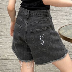 Brev broderi kvinnor jeans denim shorts mode rippade byxor sommar avslappnad kort byxa för kvinna