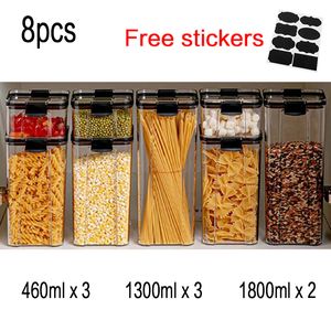 Food Jars Canisters Storage Kitchen Container Plastic Box for Bulk Cereals Organizers Pantry Organizer With Lid Home 230419