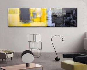 Posters and Prints Wall Art Canvas Painting Modern Abstract Golden Yellow Grey Posters Wall Art Pictures For Living Room Home17449403