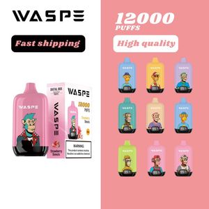 European hot selling Smart e cigarette puff 12K big puffs bar Waspe 12000 randm digital box disposable vape stock available vapes