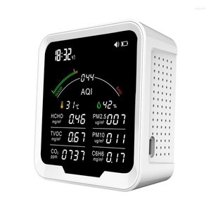 PTH-9B 9 em 1 HCHO C6H6 TVOC PM2.5 PM10 CO2 HYGROMETRO DIGITAL DE RELÓGIO DIGITAL ALARME