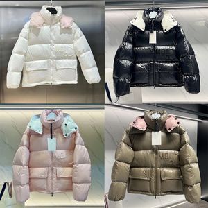 Designer Women Down Parkas Embroidered Badge Women's Stand Up Collar Letter Splice Bright Short Jacket Autumn Winter Loose Thickened Warm Bread Coat