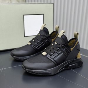 Famous Brand Men James Sneaker Shoes Side Stripe Trainer Suede & Nylon Calfskin Skateboard Walking tom fords Casual Chunky Rubber Sole Comfort Footwaer EU38-46