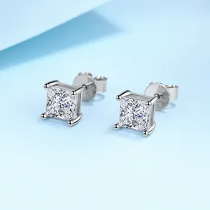 Brincos de garanhão Real Moissanite Princesa Corte Clássico PT950 Diamante Luxo para Mulheres Homens Jóias