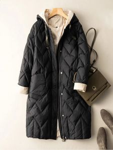 Women's Down Parkas 2023 Winter Long Duck Jacket Women Quilted暖かい特大の厚いフード付きコートファッションカジュアルパッチワーク231118