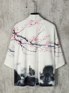 Freizeithemden für Herren 2023 Sommer Streetwear Kimono Cardigan Print Japanese Oversize Hawaiian Harajuku Y2K Asian Cosplay 230420