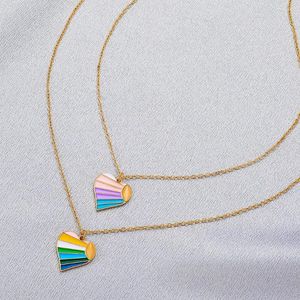 Chains Cute Colorful Dripping Oil Heart Necklace For Women Neck Gold Chain Choker Fashion Jewelry Birthday Party Gift