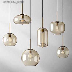 Ceiling Lights Modern Glass Pendant Light Dining Room Cafe Bar Bedroom Bedside Hanging Lamps For Ceiling Kitchen Island Suspension Chandelier Q231120