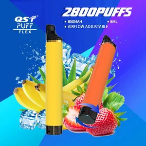 Qst Puff Flex 2800puff Сигаретные затяжки Одноразовые электронные сигареты Vape Puffs Одноразовые вейпы 8 мл Предварительно заполненный аккумулятор 850 мАч