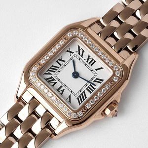 Titta på Womens Tank Watch Cartis Square Watches Diamond Premium Quartz Movement rostfritt stål Armband Sapphire Glass Waterproof Girl Square Wristwatches With Re