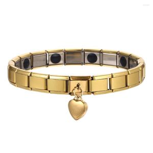 Charm Bracelets MisenBaBa Stainless Steel Elastic Chain Heart Germanium Magnetic For Women Health Care Balance Energy Bracelet Jewelry
