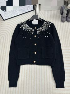 1115 L 2023 Подиумная осень, брендовый свитер в том же стиле с длинным рукавом, черный, белый, розовый, кардиган с круглым вырезом, женская одежда, женская одежда высокого качества qian6
