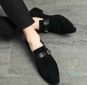 패션 포인트 발가락 일상 거리 클래식 버클 편안한 평면 완두콩 신발 DH936