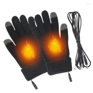 Cycling Gloves 1 Pair Unisex USB Heated Touchable Screen Mittens Winter Windproof Warm Heating Constant Temperature Hand Warmer