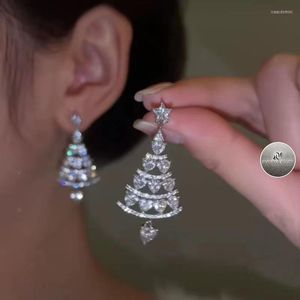 Brincos de garanhão Árvore de Natal Cristal de Natal para mulheres Sparkling Zircon Star Luxury requintado jóias