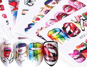Pop Art Designs Nail Sticker Diy Su Transfer Atıkları Serin Kız Seksi Dudaklar Dekorasyonları Tam Sarar Çiviler Güzellik İpuçları Manikür Acces6572615