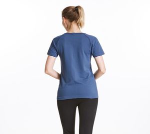 Mulher camisa de manga curta elástica yoga malha esportes t camisa fitness das mulheres ginásio correndo topos8056482