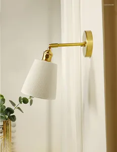 Wall Lamps Nordic Style Lamp Ceramic With Switch For Living Room Bedroom Vintage Sconce Lights Adjustable Brass Bedside Reading Light