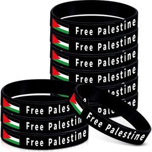 Palestina gratuita Braccialetti con bandiera palestinese Supporto con Palestina Gaza Supporto per braccialetti in silicone per palestinesi per adulti