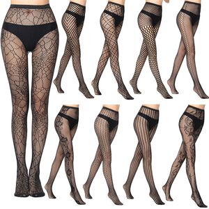 Calzini sexy da donna Collant a rete Tessuto jacquard Collant senza cuciture Filati Giarrettiera Griglia Pesce Calze a rete Tubo Lingerie sexy Collant