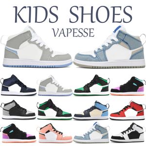 çocuk ayakkabıları 1s siyah 1 ayakkabı erkek yüksek spor ayakkabı tasarımcısı basketbol mavisi eğitmenler bebek çocuk gençlik yürümeye başlayan bebekler İlk Yürüteçler J erkek kız bebekler Doğdu v8Qg#