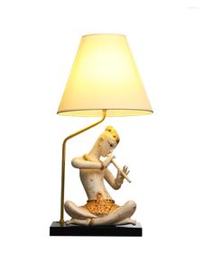 Table Lamps Southeast Asian Solid Wood Carving Maid Bedroom Living Room Decoration Lamp Ornament Lighting Thai Desk Lights