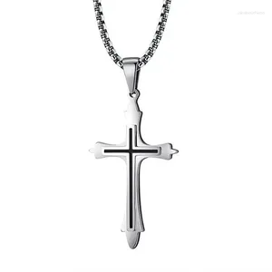 Pendant Necklaces Simple Korean Fashion Cross Necklace Men And Women Jesus Titanium Steel