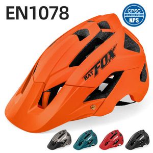 Cykelhjälmar Batfox Cycling Helmet Bike MTB Bicycle Helmet 2023 New Orange Men Women Mountain Road Bike Integrally Moted Sport Helmets P230419