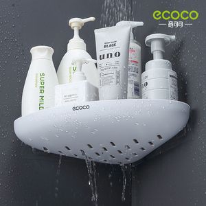 Bathroom Shelves ECOCO Storage Shelf Shower Snap Up Corner Shampoo Holder Basket Wall for Shelving Kitchen 230419