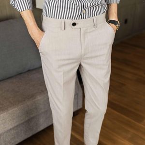 Men's Suits 2023 Spring And Autumn Men's Business Casual Suit Pants Formal Wear Office Party Solid Color Slim-fit Ankle