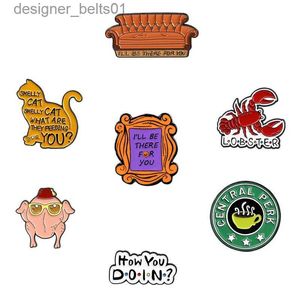 Pins Brooches Friends How You Doin Enamel Pin Custom Smelly Cat Sofa Lobster Turkey Brooch Lel Badge Classic TV Jewelry Gift for FansL231120