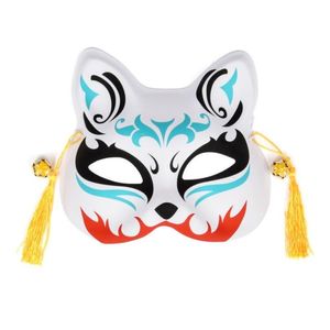 Party Masks Uni Japanese Fox Party Mask med TASSLES Bell Icke-Toxic Cosplay Handmålade 3D-kostymer Props Tillbehör Drop Leverans H DH1FG