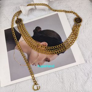 Luxus Taillengürtel Frau Taillenkette Gürtel Antik Gold Mode Metall Bekleidungszubehör Designer Waitband