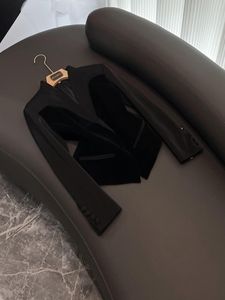 Autumn Black Solid Color Paneled Blazers Long Sleeve V-Neck Classic Outwear Coats O3O072687