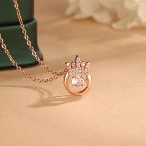 Pendant Necklaces Ladies Fashion Sweet Romantic Inlaid Zircon Copper Necklace Anniversary Wedding Banquet Jewelry Gift