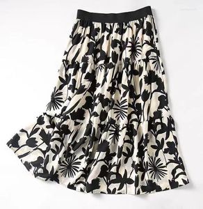 Skirts Long Skirt Chiffon Drape A-Line High Waist Spring And Summer Mid-Length Temperament Lady XIN-