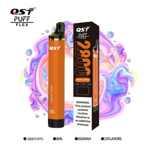 100% Original Prefilled 8ml QST Puff Flex Plus 2800 Puffs Disposable Vapers 2500 3000 Puffs Vape Pen 25 Flavors 0% 2%5% Nicotine E Cigarette