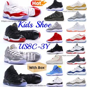 11S Kids Shoes Designer Cherry 11 Basketball Sneakers Toddler Boys Cool Gray Playoffs Bred Trainers Low Kid Youth Children Seace Mam Legend Blue Concord Pantone