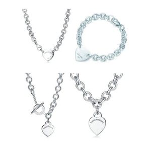 Designer de jóias 925 prata esterlina estilo europeu Chave Retorno ao coração amor marca pingente colar pulseira para mulheres colar de corrente presente para amantes atacado