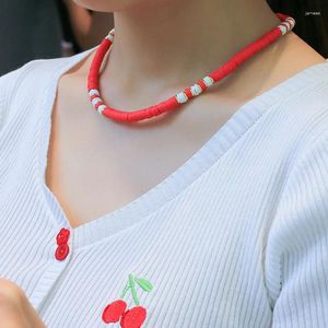 Ожерелья с подвесками KELITCH, цветные резиновые цепочки с воротником Heishi и жемчугом ручной работы, женская дружба