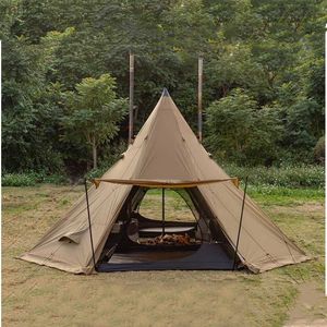 Tents and Shelters Camping pyramid tent with ultralight snow skirt outdoor tent with hole chimney winter heating cooking travel backpack tent