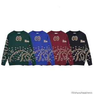 Designer Herrenpullover Lässiger Kapuzenpullover Rhude Cashew Flower Jacquard Rundhalspullover Pullover High Street Loose Herren Damen Lässiger Strickwarentrend